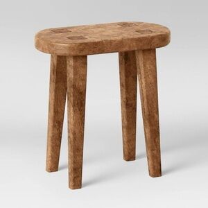 THRESHOLD Woodland Carved Wood Accent Table Brown NWT